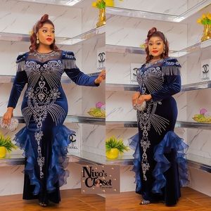 Turkey navy blue maxi long sleeves luxury dress